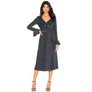 Free People One More Time Lurex Wrap Dress Navy Size S